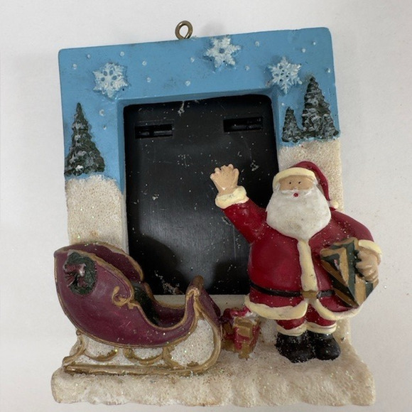 Christmas Santa and Sleigh Mini Standing Frame Resin Holiday Presents Tree VTG - Picture 10 of 12